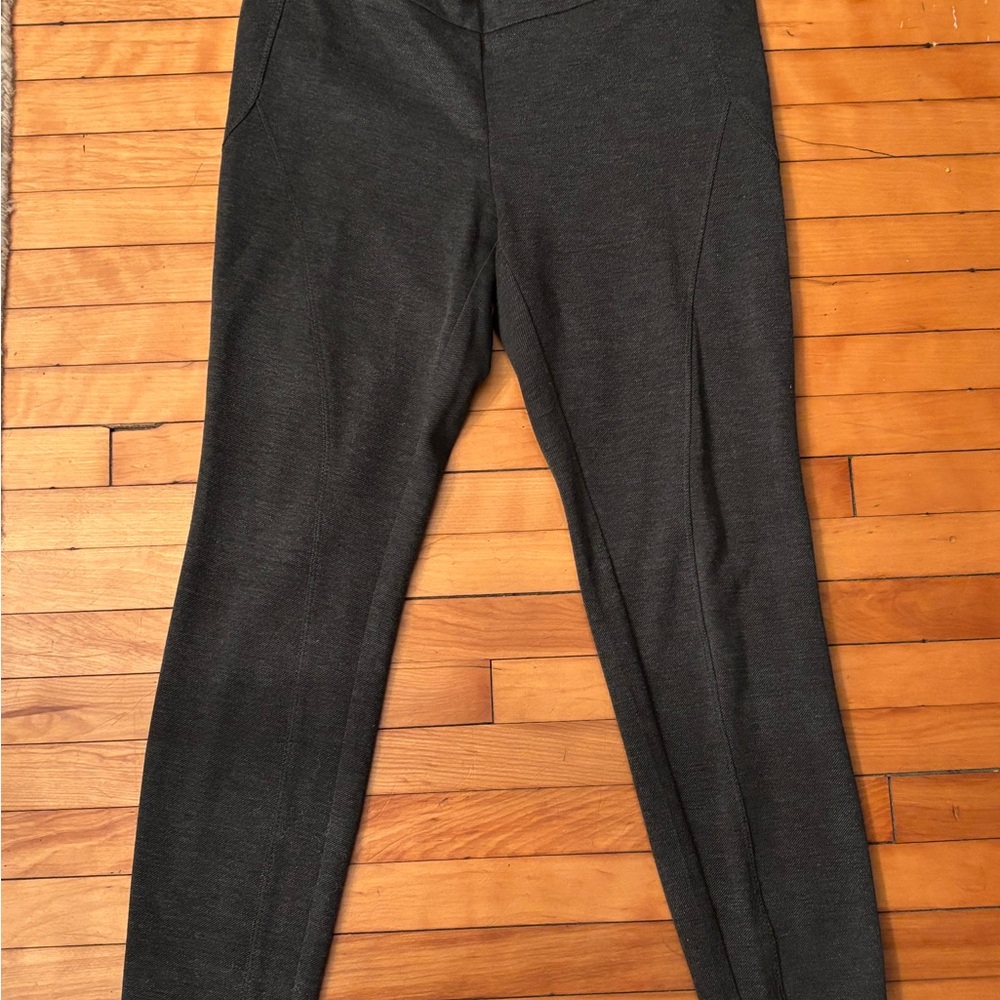 CYNTHIA ROWLEY SIZE 12 HEATHER CHARCOAL SLIM FIT BACK ZIP SEAMED PANTS